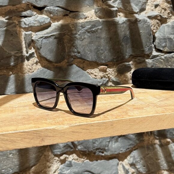 Gucci GG0034 Black Frame Glitter Web Branch Sunglasses - Picture 1 of 13